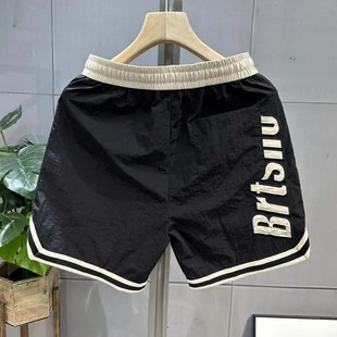 沙滩裤 潮流宽松薄款 夏季 时尚 大码 速干短裤 胖mmc300斤字母休闲短裤