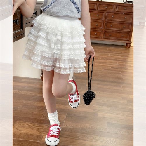 女童装半c身裙裤2025夏款高腰时尚洋气女宝纱裙百搭小女孩蕾丝裙