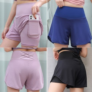 加码100公斤夏季运动短裤女式假两件套G跑步裤防暴露健身快干弹力
