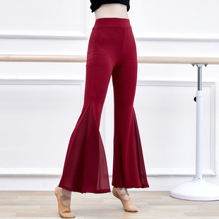 女秋 古O典现代拉丁长裤 舞蹈喇叭裤 艺考形体模特走秀培训练功服装