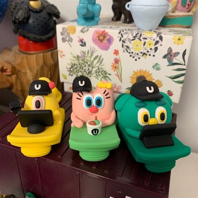 立体饮口盖收银员uooha保温杯水杯盖子配件P硅胶公仔玩偶手办原装