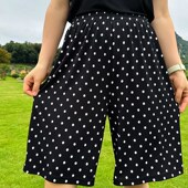 胖妹妹mm宽松显瘦中裤 凉感冰丝波点五分裤 女大r码 加肥加大阔腿短