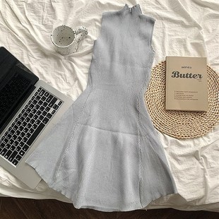 法式 针织连衣裙子女小个子气质优雅a字背心裙 温柔御姐轻熟风m无袖