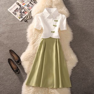 国风c时尚 小个子气质高级感短袖 套装 2025新款 半身 女夏春季 新中式