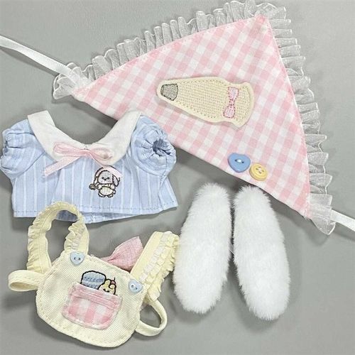 新款棉花娃娃小兔厨房娃衣系列10cm娃衣高颜值可Z爱套装裙子