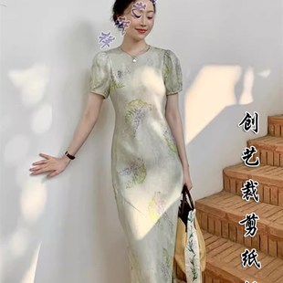 女连衣裙做衣服纸样 民国风改良旗袍长裙春装 服装 裁剪N2g49新中式