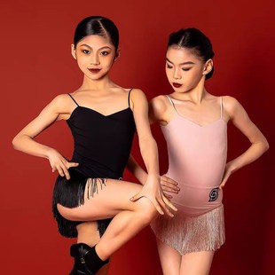 2025b女儿童拉丁舞高端演出服新款 集训专业练功服 吊带流苏套装