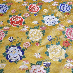 李德喜非遗织金妆花云锦金地z富A贵牡丹花卉纹上衣连衣裙旗袍布料