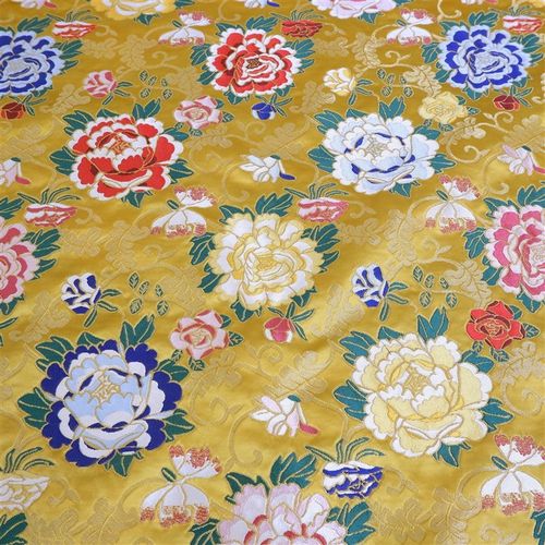 李德喜非遗织金妆花云锦金地z富A贵牡丹花卉纹上衣连衣裙旗袍布料