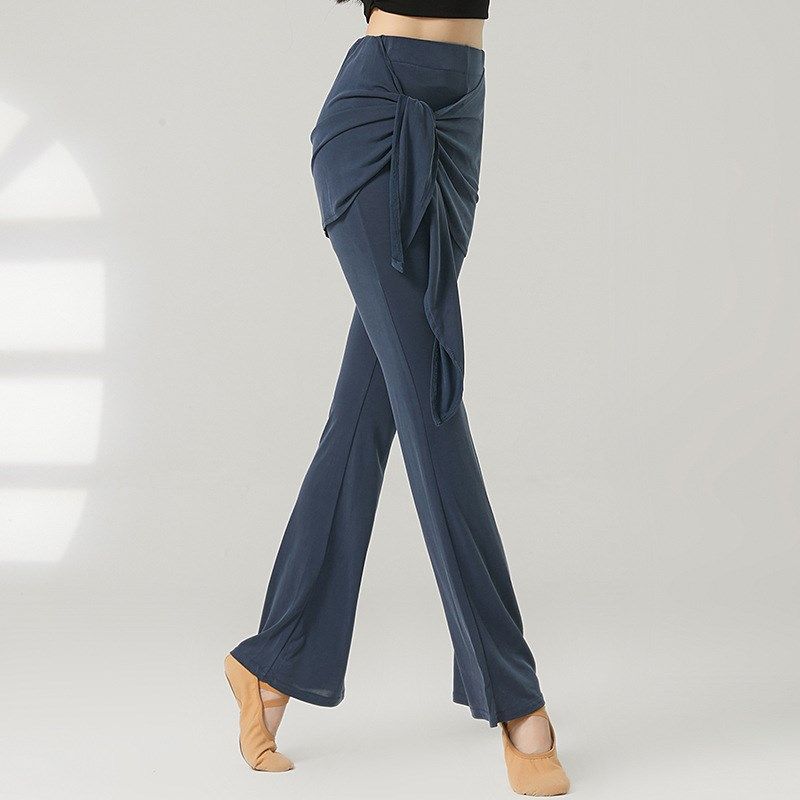 假两件绑带裙裤微喇叭舞蹈女高腰瑜伽裤女拉丁舞长裤Y腰包臀休闲