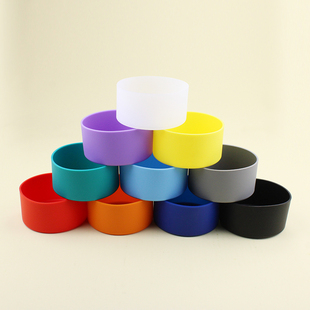 8cm弹力硅胶杯套隔热加厚耐磨直筒玻J璃杯保护套防烫防滑水杯套