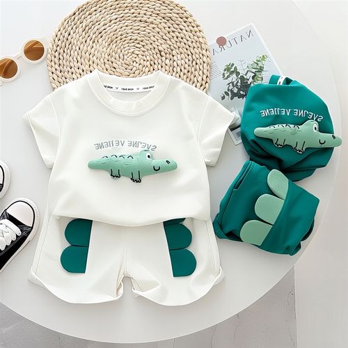 男女童短袖套装2025新款夏装儿B童宝宝洋派网红立体卡通衣服两件