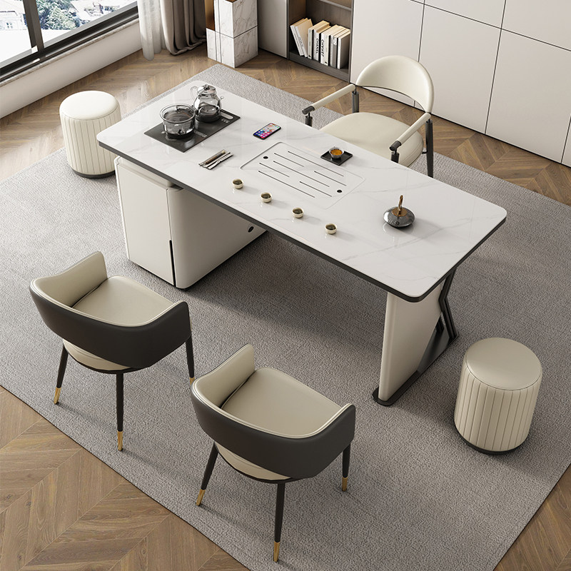 轻奢现代岩板茶桌高级感办公室茶几茶道套装茶台一体泡茶桌椅组合,住宅家具,家用茶台/茶桌,淘宝优惠券,粉丝福利购,淘宝优惠卷