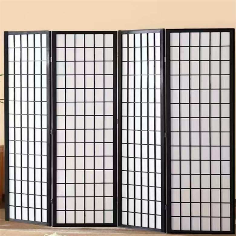 日式屏风移动隔断简约客厅卧室玄关直播背景实木现代茶室和风折屏