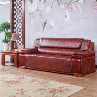 中式 商务办公室沙发接待会客沙发豪华大沙发S8003 办公沙发茶几