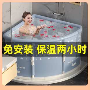 ?折叠式 浴桶成人泡澡桶便携一秒折E18 泡澡桶家用一键折叠免安装