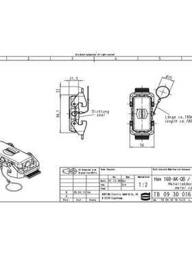 HARTING浩亭 09300165423 HAN 16B PG29螺纹 外壳 保护盖