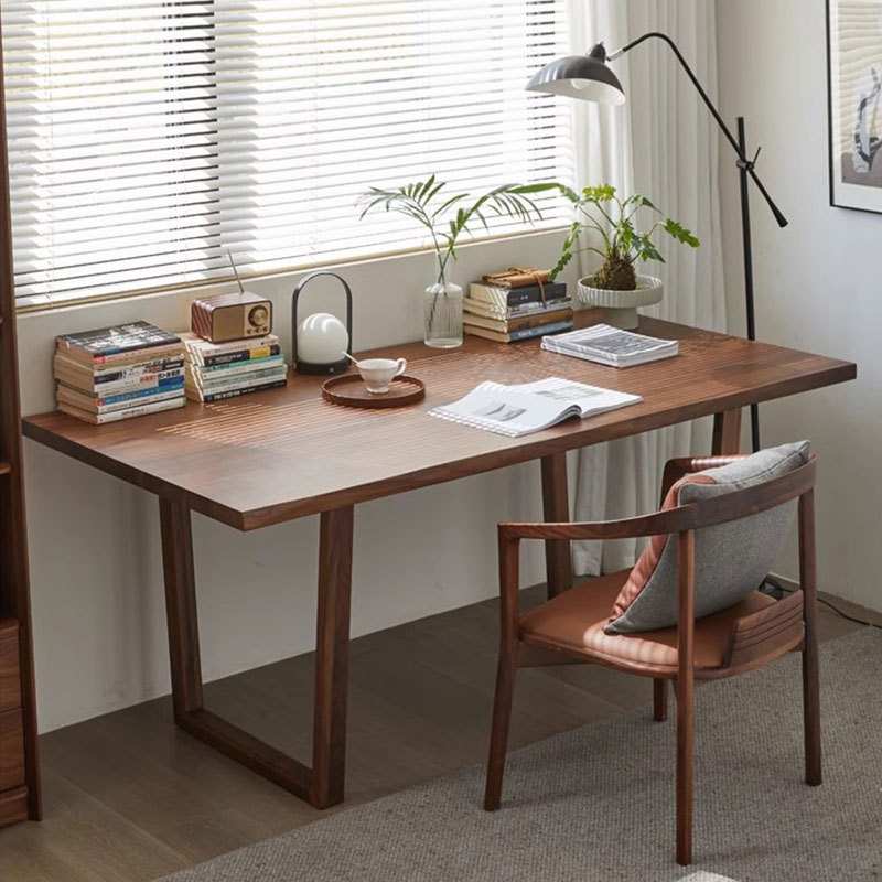 北美黑胡桃木餐桌实木饭桌现代简约樱桃木书桌办公桌简欧原木长桌