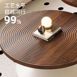 长跃邦中小圆桌碳素钢现代简约客厅新款2025小户型极简圆形茶几古