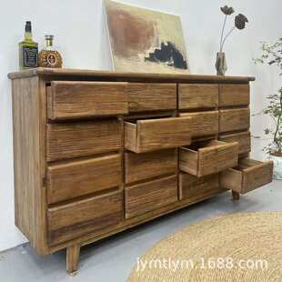 中式老榆木餐边柜玄关墙边多层抽屉柜实木斗柜客厅长方形储物柜