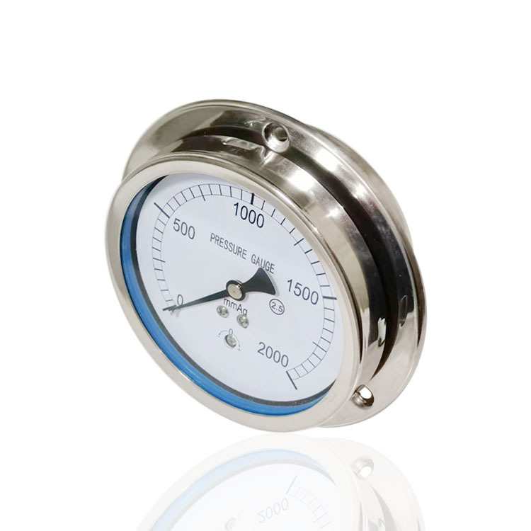 供全钢膜盒微压表轴向带前边不锈钢压力表法兰YEBF100ZT 2000mmAq