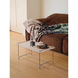 网红亚克力边几中古客厅光轴茶几长方形咖啡桌沙发边桌北欧小茶桌