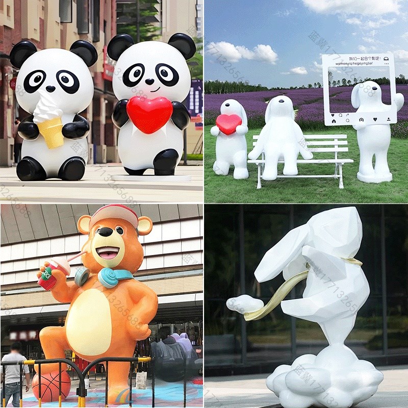 大型玻璃钢雕塑定制商场网红卡通人物动物公仔户外商业街美陈摆件
