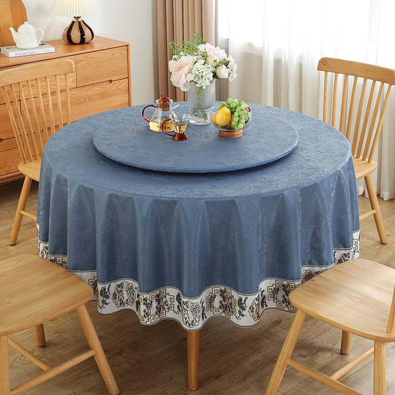 桌布免洗防水防油防烫酒店家用饭店大圆桌餐桌布圆形台布PU皮定制
