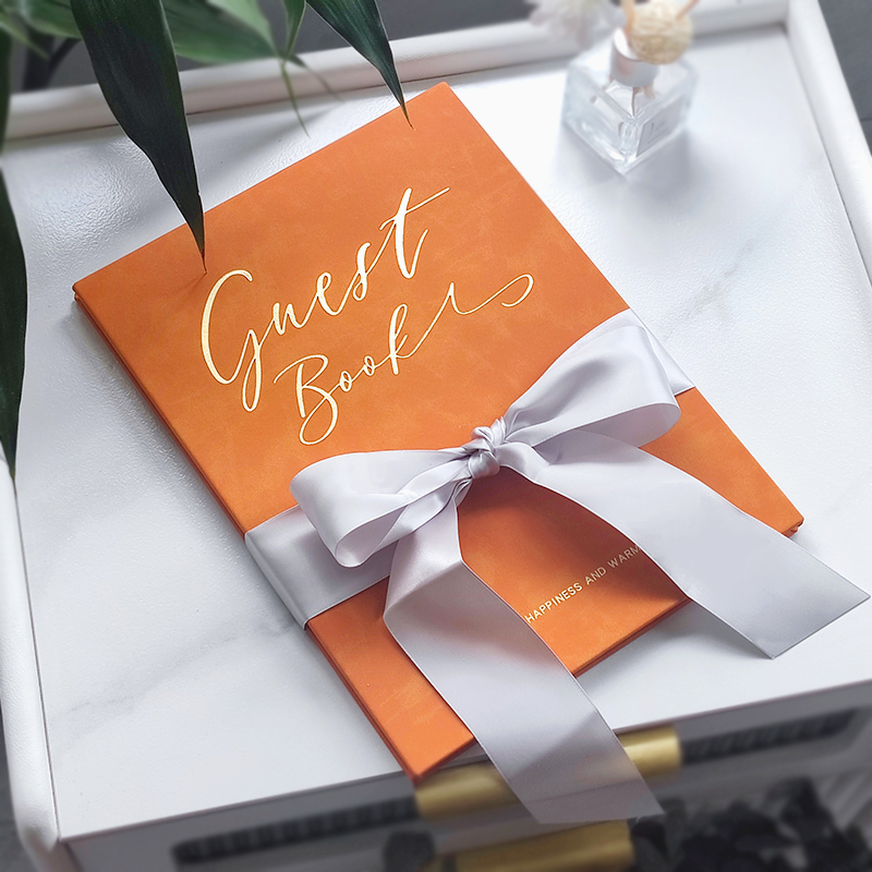 婚礼签到本欧式结婚宾客签名册礼金薄皮革烫金签到簿礼金本