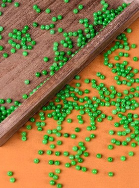 翡翠干青辣阳绿圆珠3.5mm小米粒散珠diy编制手链项链隔珠饰品配珠