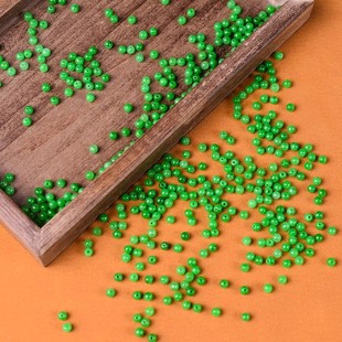翡翠干青辣阳绿圆珠3.5mm小米粒散珠diy编制手链项链隔珠饰品配珠