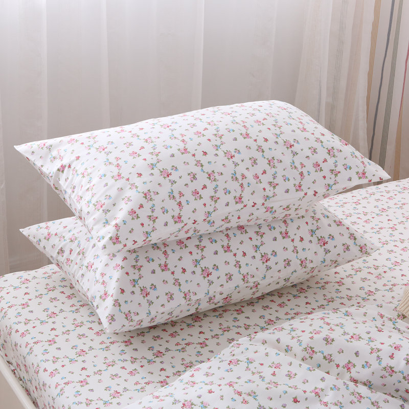 米白底小碎花床单被罩四件套田园公主秋冬床上4件套全棉少女