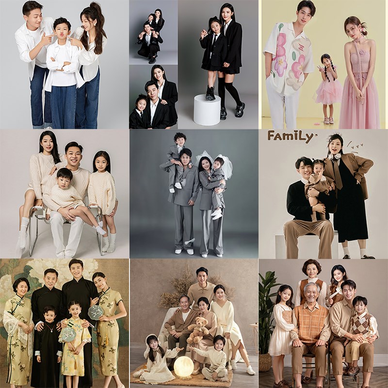 2024新款全家福摄影服装亲子装儿童影楼服装一家六口全家福主题装