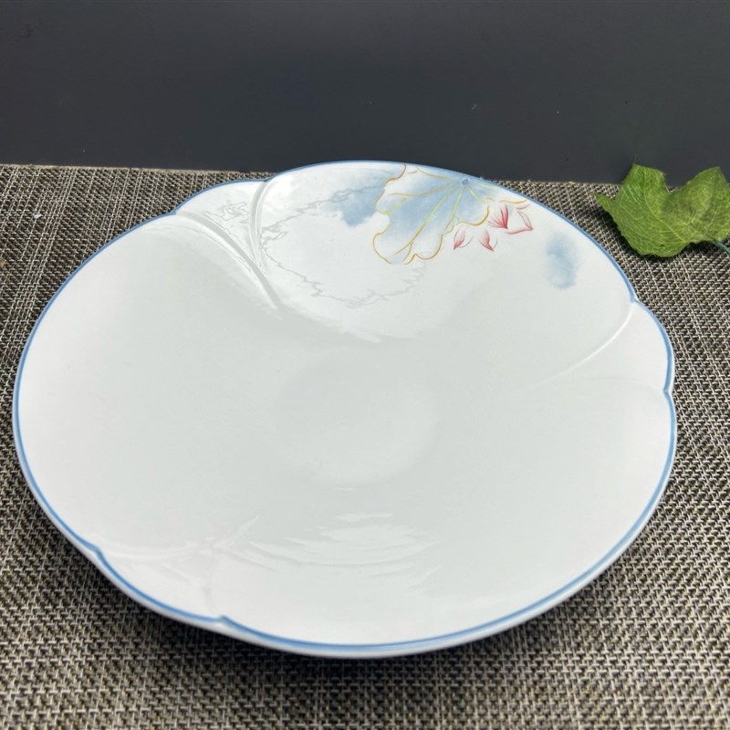 陶瓷花边盘子高级感碗碟家用好看餐具菜盘简约汤盘餐盘深盘西餐盘