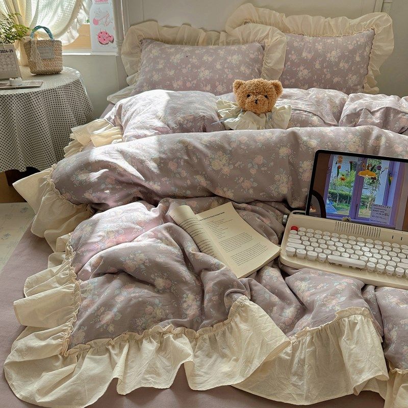 纯棉四件套全棉床上用品三件套儿童卡通被套床单公主风少女心ins