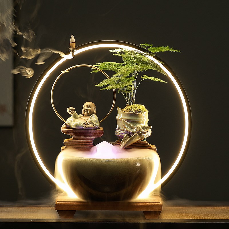 招财流水生财摆件茶几循环水客厅玄关办公室桌面乔迁新居开业礼品