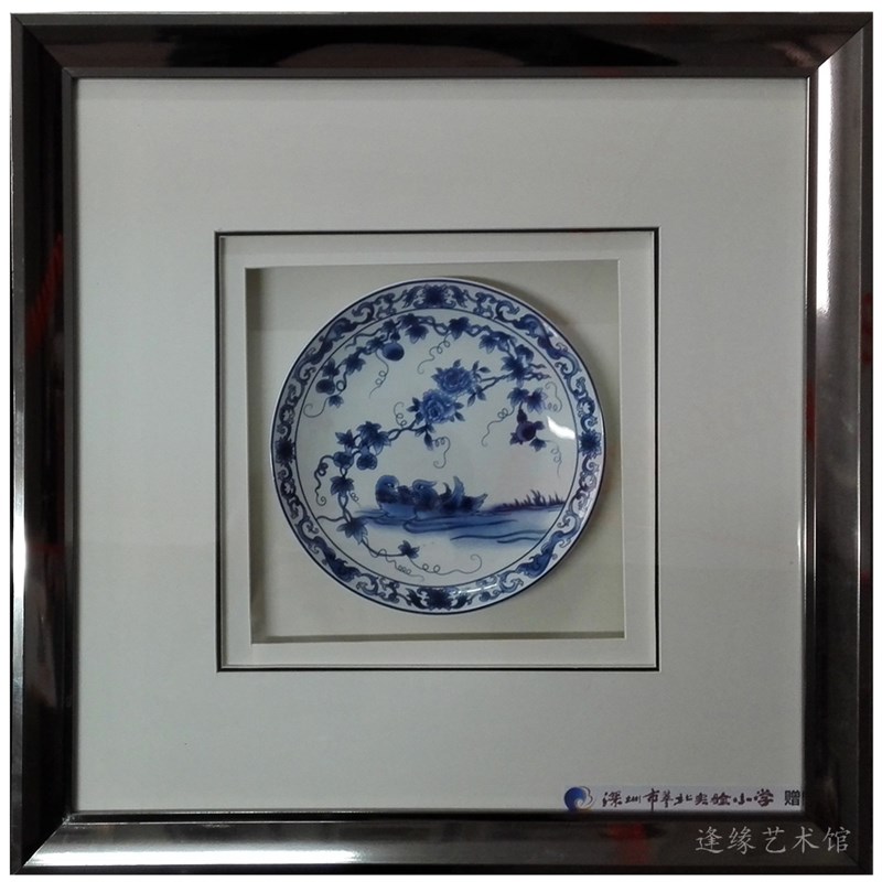 青花瓷挂盘子新古典新中式后现代手工画置物画挂件挂盘装饰实物画图片