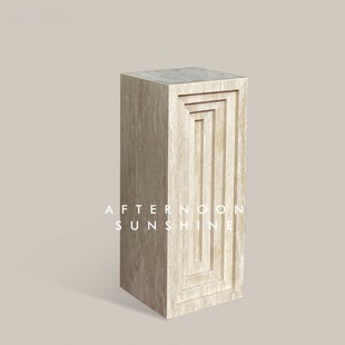 侘寂风天然黄洞大理石柱落地雕塑装 饰摆件墩底座墩展示台立柱桌子