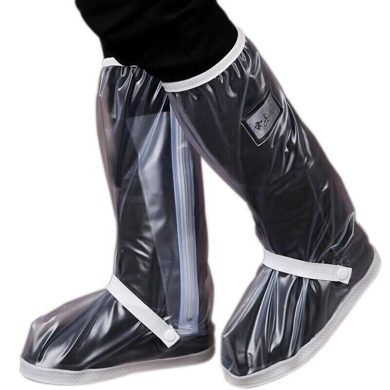 防雨鞋套加厚橡胶底高筒防水鞋套男加厚鞋套男骑行外出旅行黑色XL