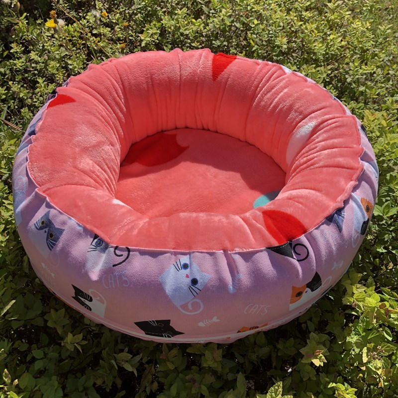 手工宠物用品圆形窝冬季保暖猫窝毛绒加厚可拆洗狗垫子