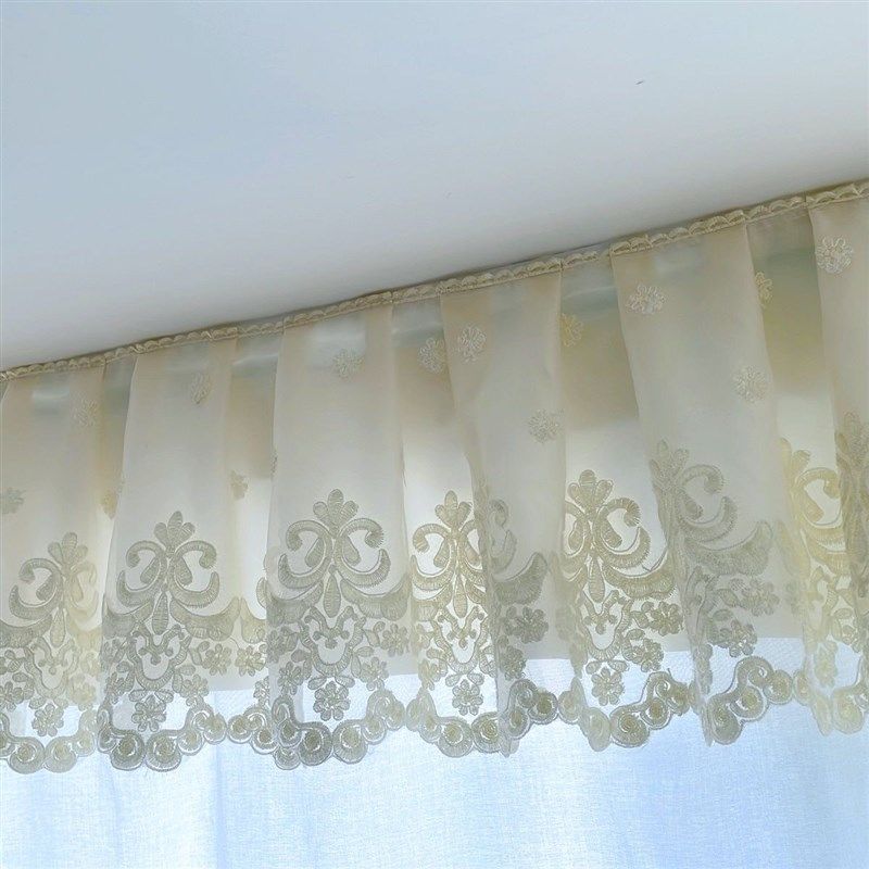 窗帘头短帘魔术贴纱帘飘窗自粘宽30厘米防尘帘自粘客厅绣花免打孔,居家布艺,花边/蕾丝,淘宝优惠券,粉丝福利购,淘宝优惠卷