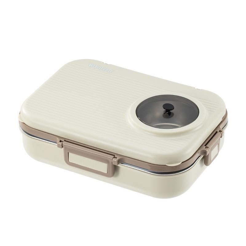 304不锈钢饭盒上班族便当盒学生饭盒午餐盒带汤碗保温餐盒方形