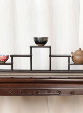 红酸枝明式盆景茶道零配摆件展示支架实木简约博古架婚宴冷菜托架