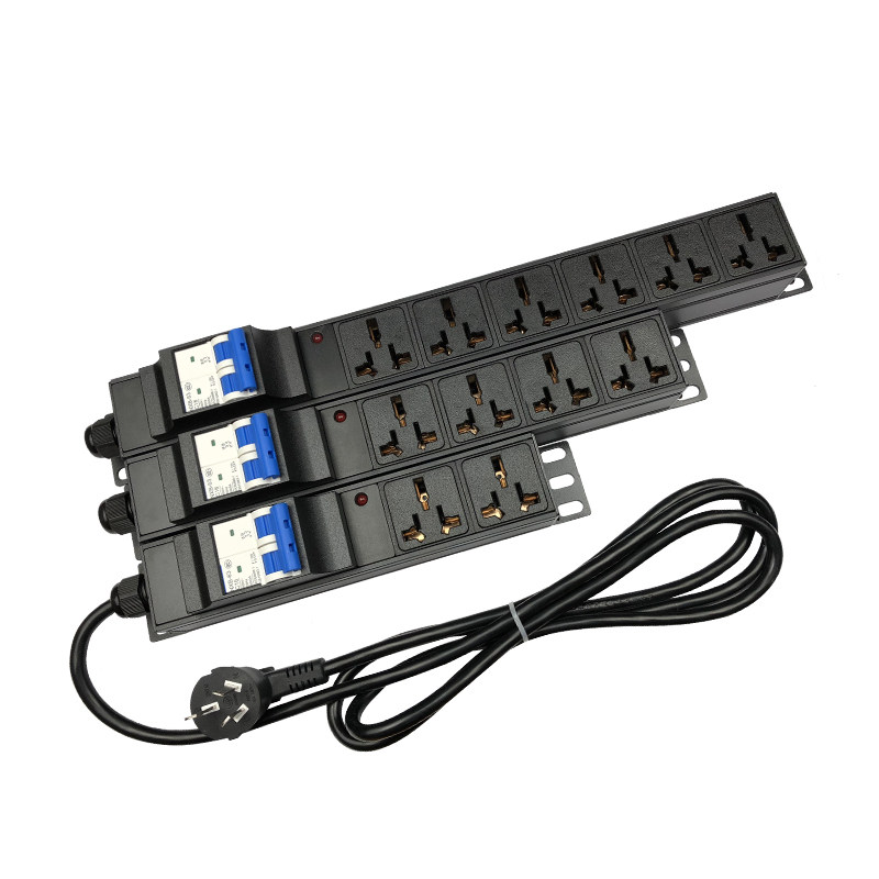 大功率PDU机柜插排插座6 8位孔10A16A 4000W工业空开防过载接线板