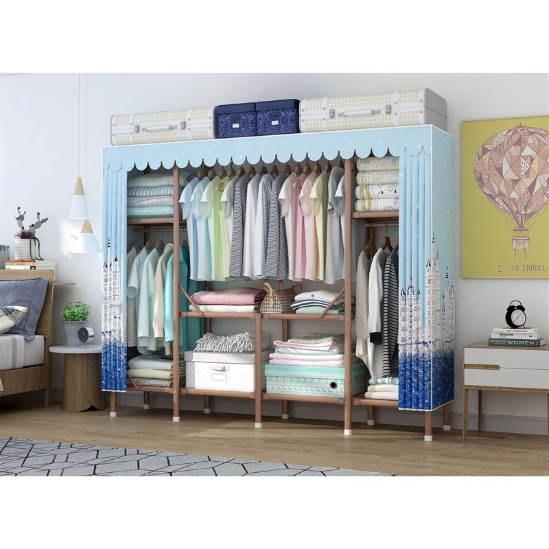 折叠衣柜简易布衣柜钢管加粗加固简约现代经济型组装衣橱收纳柜子
