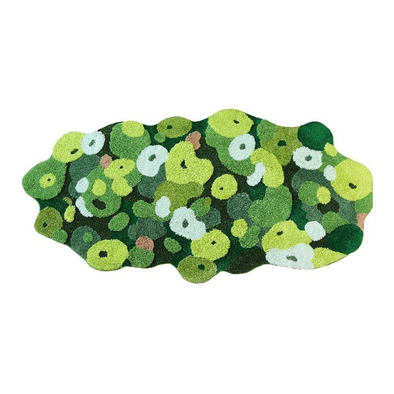 苔藓地毯客厅卧室ins欧式森林地毯簇绒异型绿色地毯床边毯地毯垫