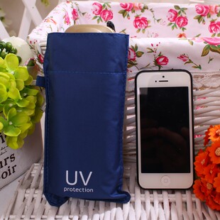 纯色结实抗风加固五折伞黑胶晴雨伞折叠迷你口袋伞便携两用伞