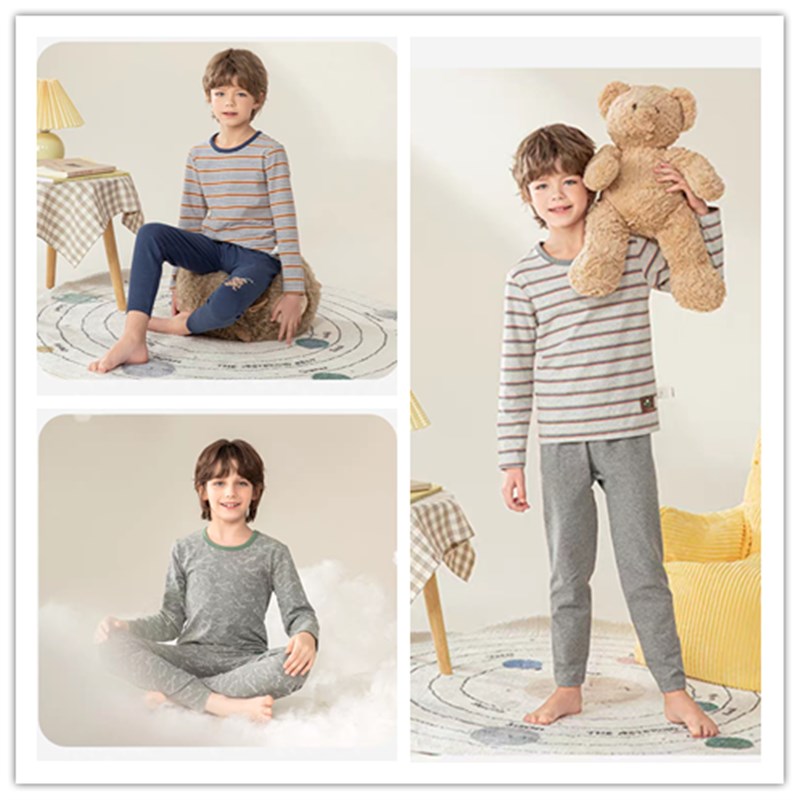 110-160码 秋冬男童卡通秋衣秋裤棉毛衫保暖家居服套装