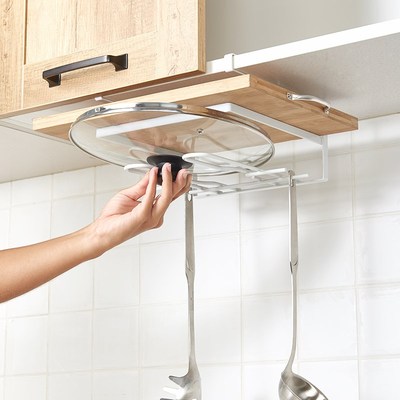 锅盖架免打孔菜板放置架厨房用具挂钩橱柜悬挂式置物架吊柜下挂架