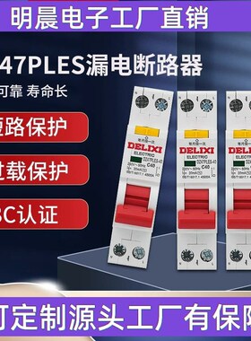 DZ47PLES双进双出1P+N家用空气开关带漏电断路器 占1位回路